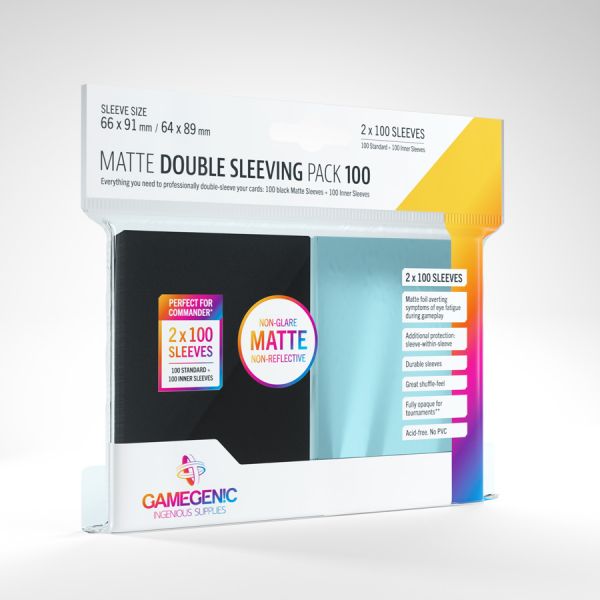 Gamegenic Double Sleeving Pack Matt Transparent/Schwarz (2x100 Stück)