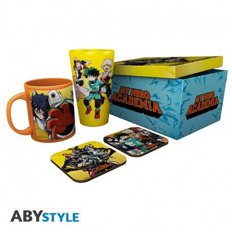 My Hero Academia Geschenkset Tasse, Glas und Untersetzer Helden