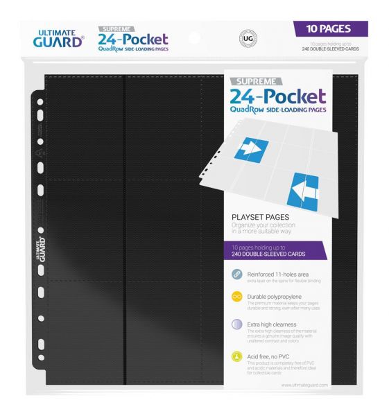 Ultimate Guard 24-Pocket QuadRow Pages Side-Loading Schwarz (10 Stück)
