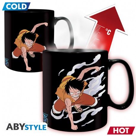 One Piece Tasse mit Thermoeffekt 460 ml Ruffy & Ace