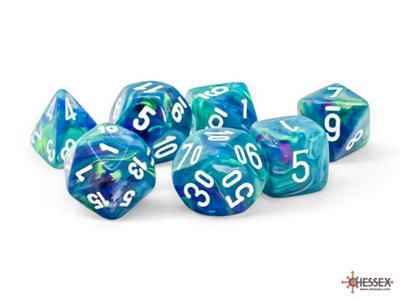 Chessex Würfel-Set Festive Mega-hedral Wasserlilie/weiß (7 Stück)