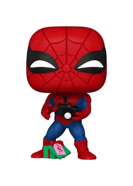 Marvel Funko POP! Vinyl Figur Holiday Spiderman w/Open gift 9 cm