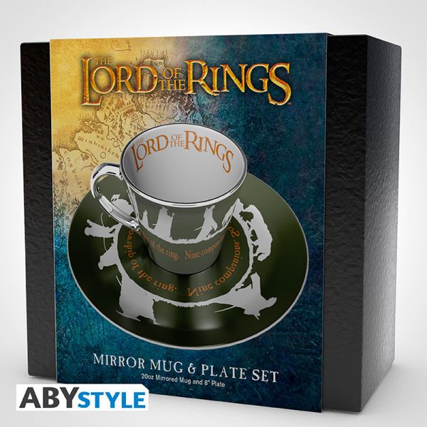 Herr der Ringe spiegelnde Tasse + Teller