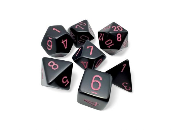 Chessex Opaque Schwarz/pink Polyhedral Würfel-Set (7Stück)