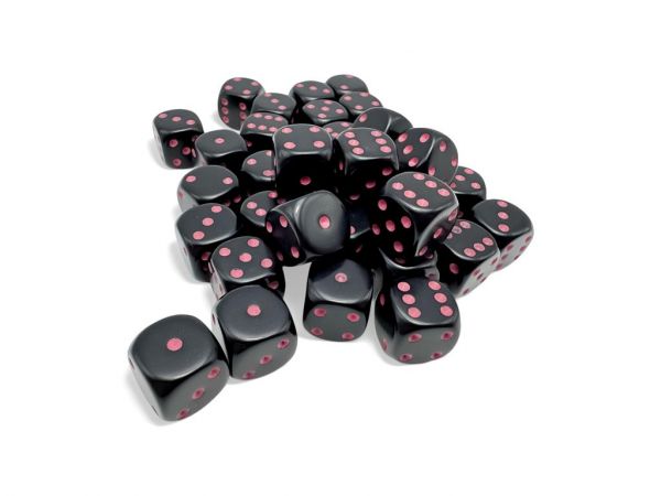 Chessex Opaque 12mm d6 Würfel-Set Schwarz/Pink (36 Stück)