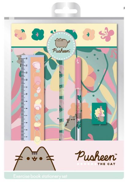 Pusheen Notizbuch-Set mit Stiften, Lineal und Anspitzer