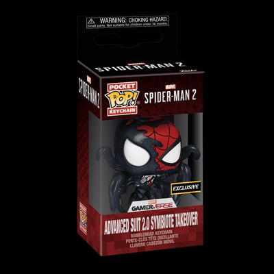 Marvel Gamerverse Funko POP! Schlüsselanhänger Spider-Man 2 Advanced Suit 2.0 Symbiote Takeover