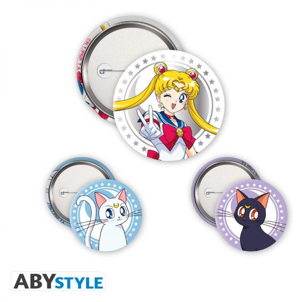 Sailor Moon Button 3er Pack Usagi, Luna und Atemis