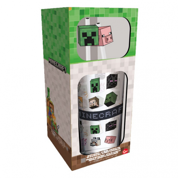 Minecraft Glas Tumbler mit Trinkhalmen Characters 485 ml