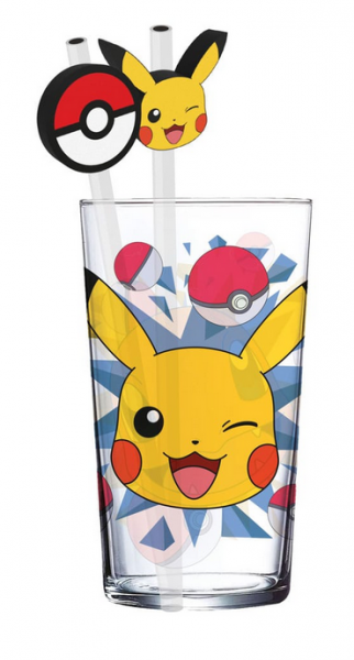 Pokémon Glas Tumbler mit Trinkhalmen Pikachu 485 ml
