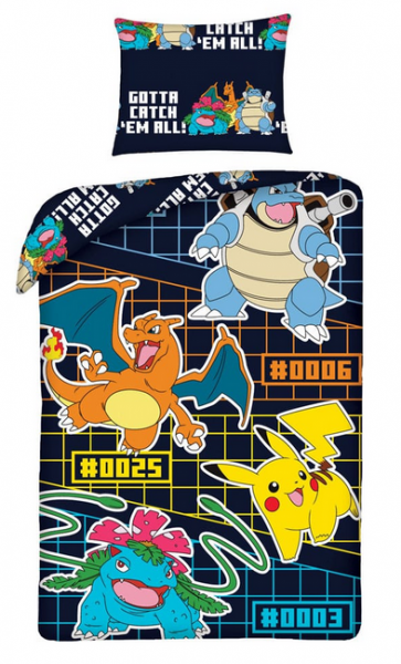 Pokémon Bettwäsche Turtok, Glurak und Bisaflor 140 x 200 cm / 70 x 90 cm