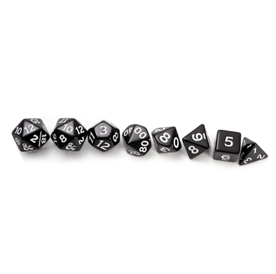 Sirius Dice D&D New Adventurer Set Schwarz (8 Stück)