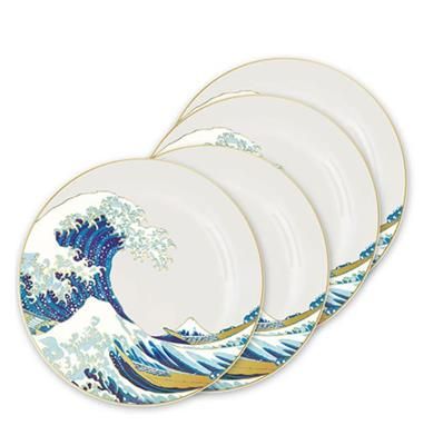 The Great Wave of Kanagawa Teller 4-er Set