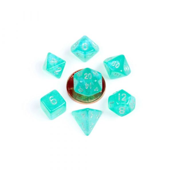 FanRoll Mini Würfel Set Stardust Turquoise (7 Stück)