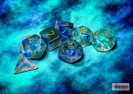 Chessex Die Sets Nebula TM Oceanic/gold Luminary Würfel-Set (7 Stück)