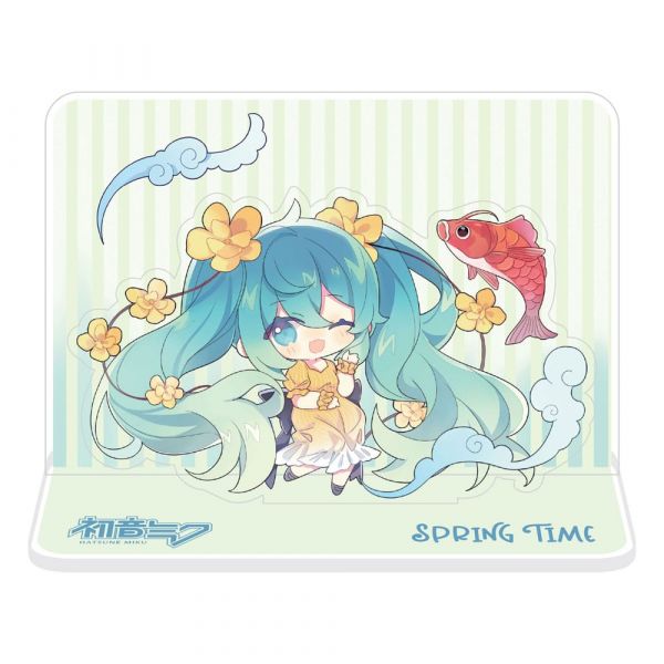 Hatsune Miku Acryl Figurenaufsteller aus Acryl Hatsune Miku Spring Time Chibi Miku with Koi 11 cm