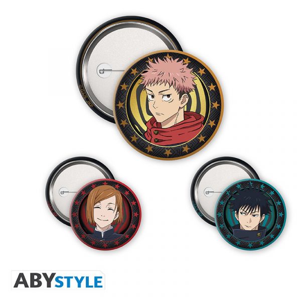 Jujutsu Kaisen Button 3er Pack Yuji, Megumi und Nobara