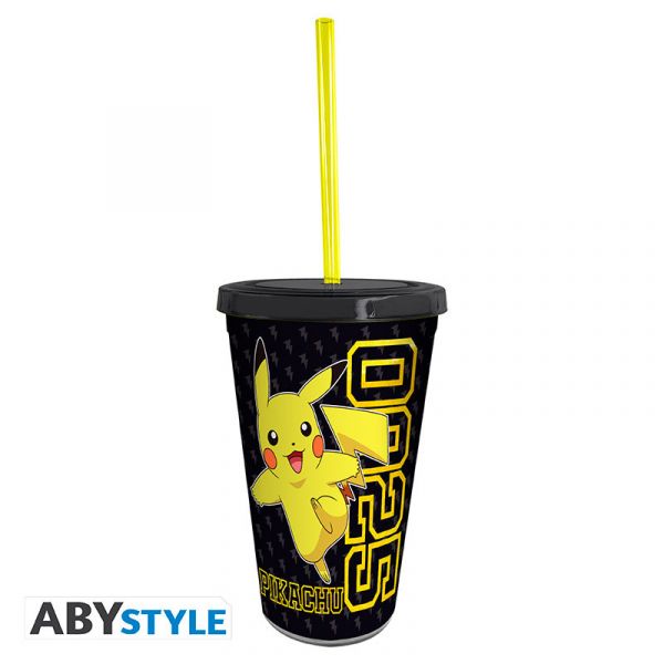 Pokémon Trinkbecher mit Strohhalm 470ml Pikachu Collage