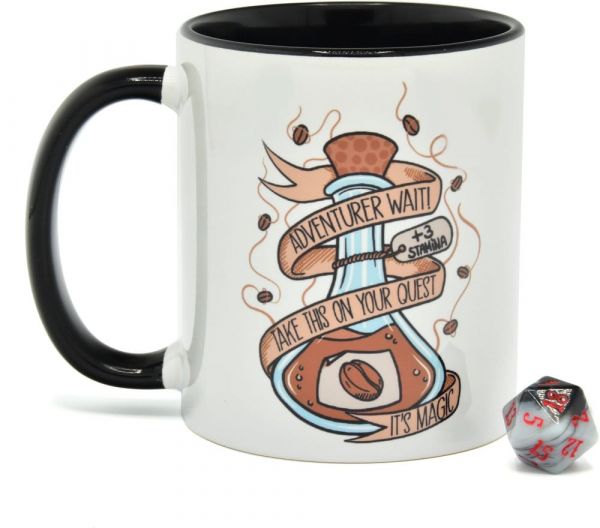 Magic Glassstaff Geschenkbox Tasse & Würfel D20 Coffee Potion