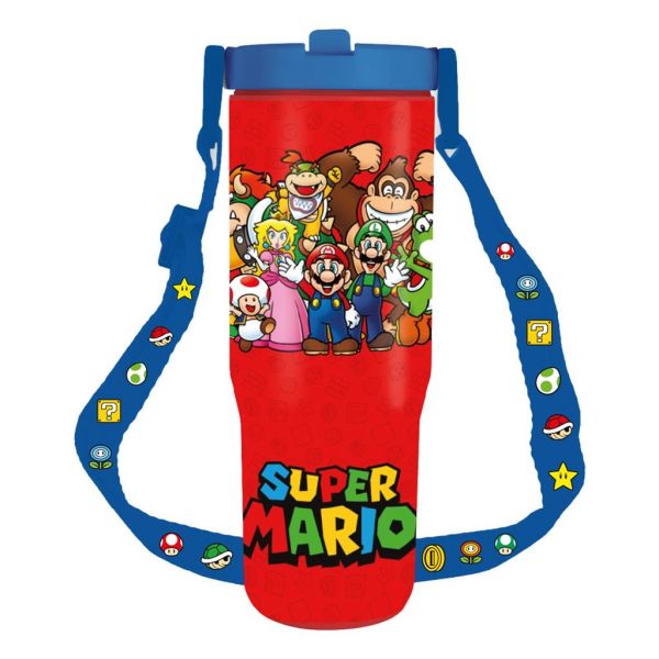 Super Mario Trinkflasche 850ml mit Band