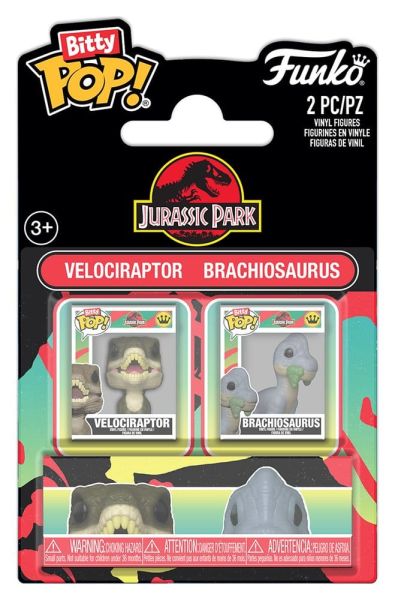 Jurassic Park Bitty Funko POP! Vinyl Figuren 2er-Pack Velociraptor & Brachiosaurus 2 cm