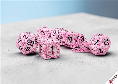 Chessex Speckled Pink/Black Polyhedral 7-Würfel-Set