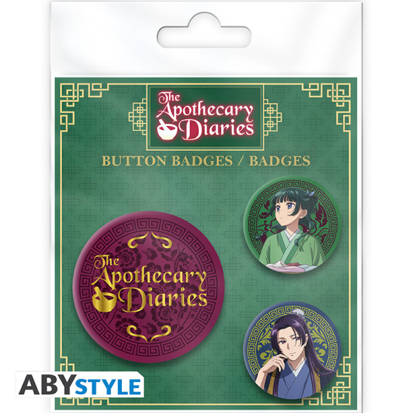 Die Tagebücher der Apothekerin Button 3er Pack Mao Mao, Jinshi & Logo