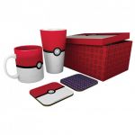 Pokemon Geschenkset Tasse, Glas und Untersetzer Pokeball