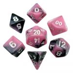 FanRoll Mini Würfel Set Pink/Black with White Numbers (7 Stück)