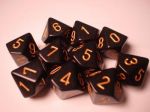 Chessex Opaque Polyhedral Ten d10 Würfel-Set Schwarz/gold